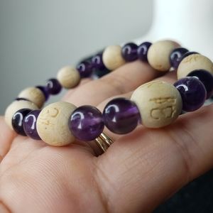 Wood and Amethyst bracelet